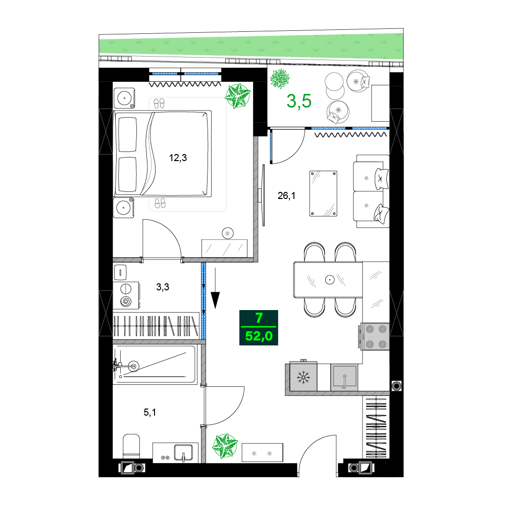 2-комнатная № A307
