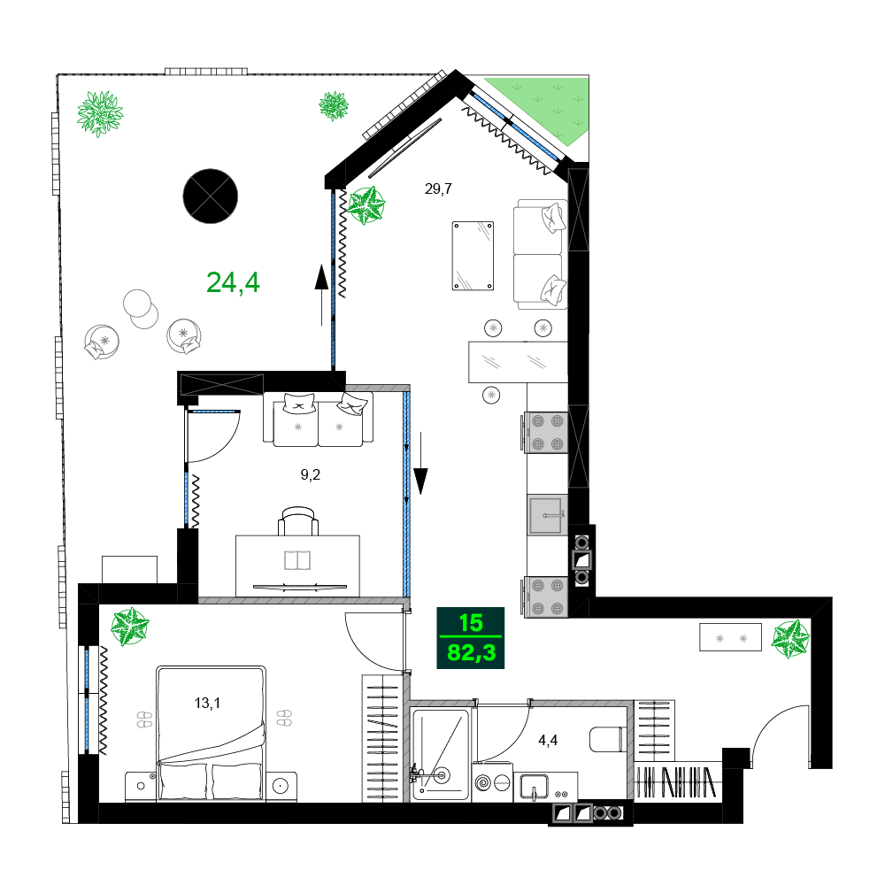 3-комнатная № B515