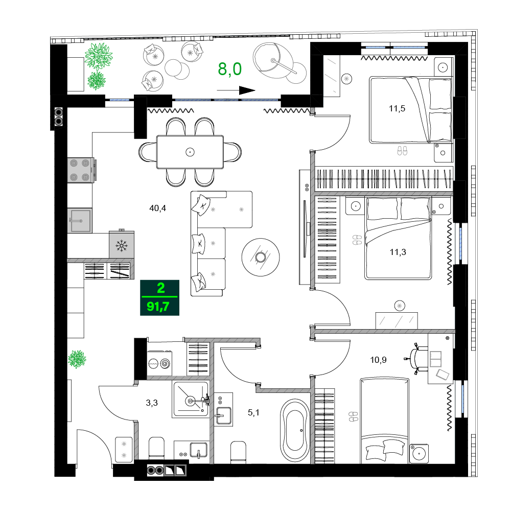 4-комнатная № C602