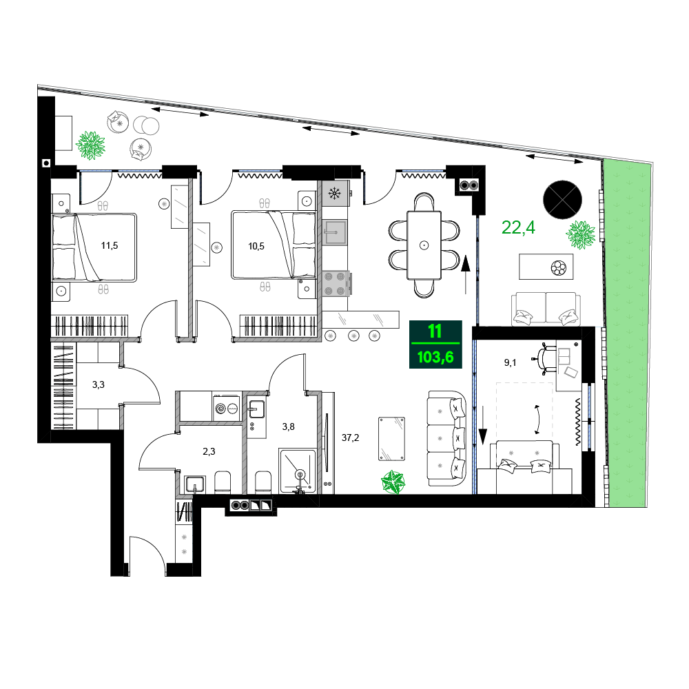 4-комнатная № C611